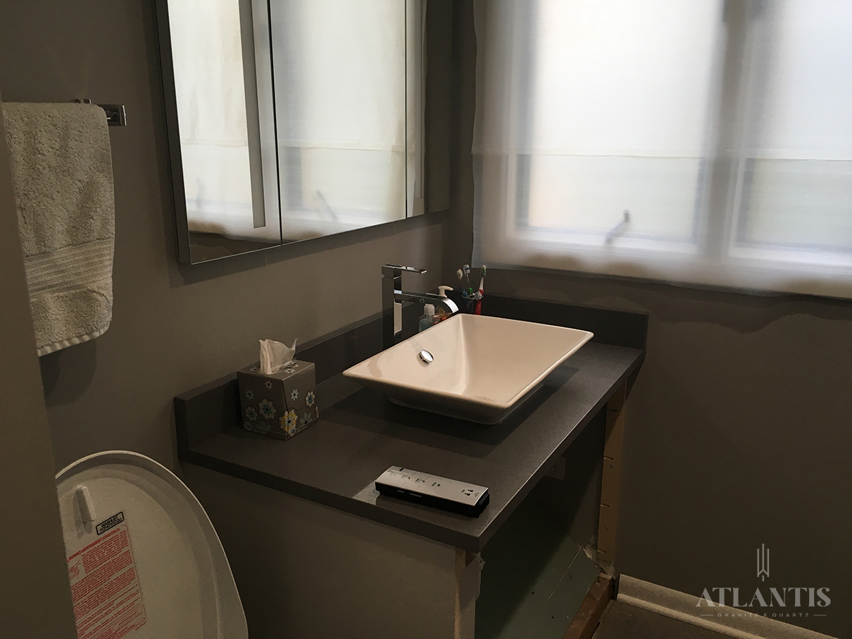 Daltile Brushed Flannel Quartz Countertop in Hoffman Estates, IL bathroom remodel