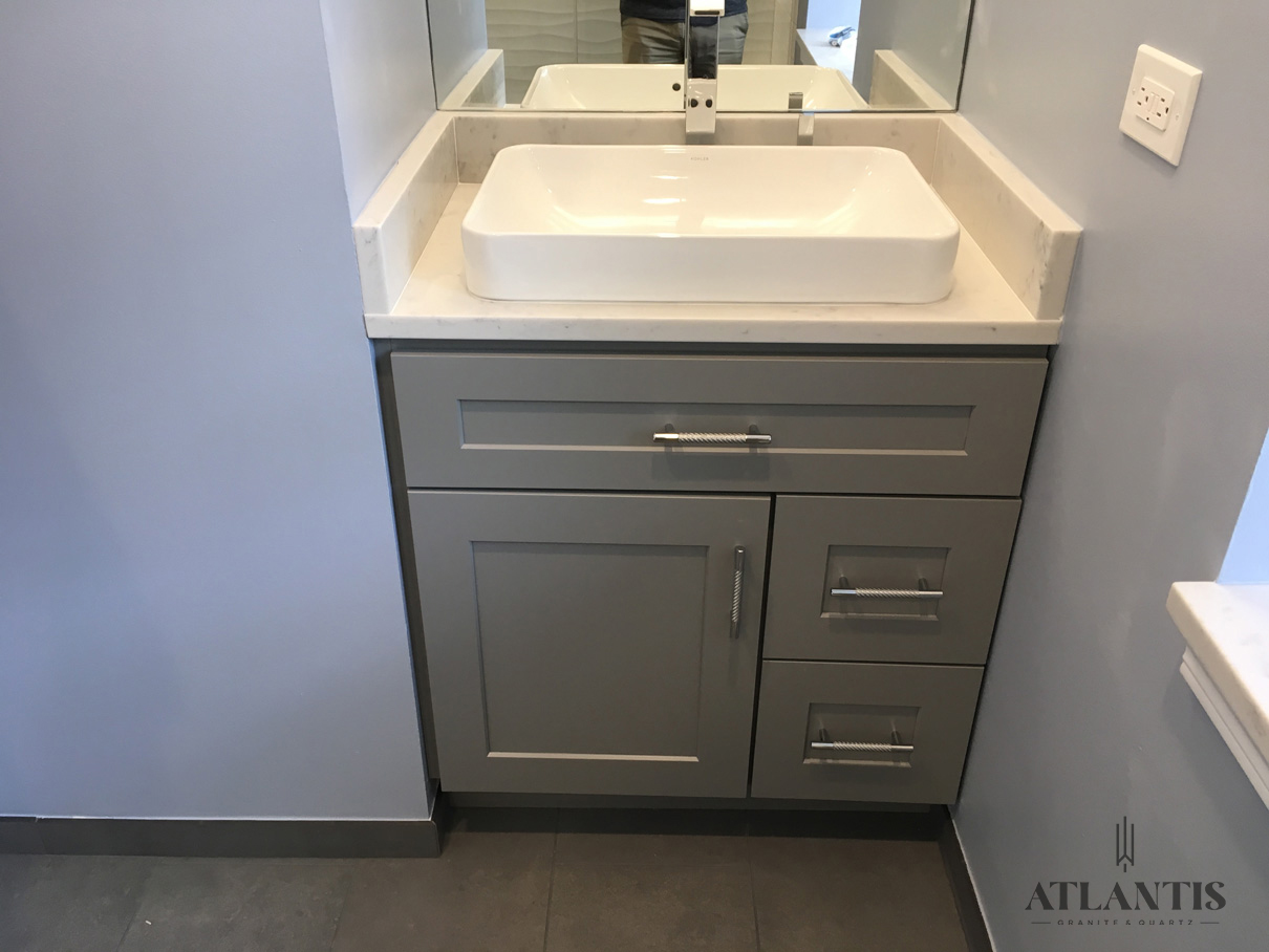 Daltile Carrara Gioia Quartz Countertop in Northbrook, IL bathroom remodel