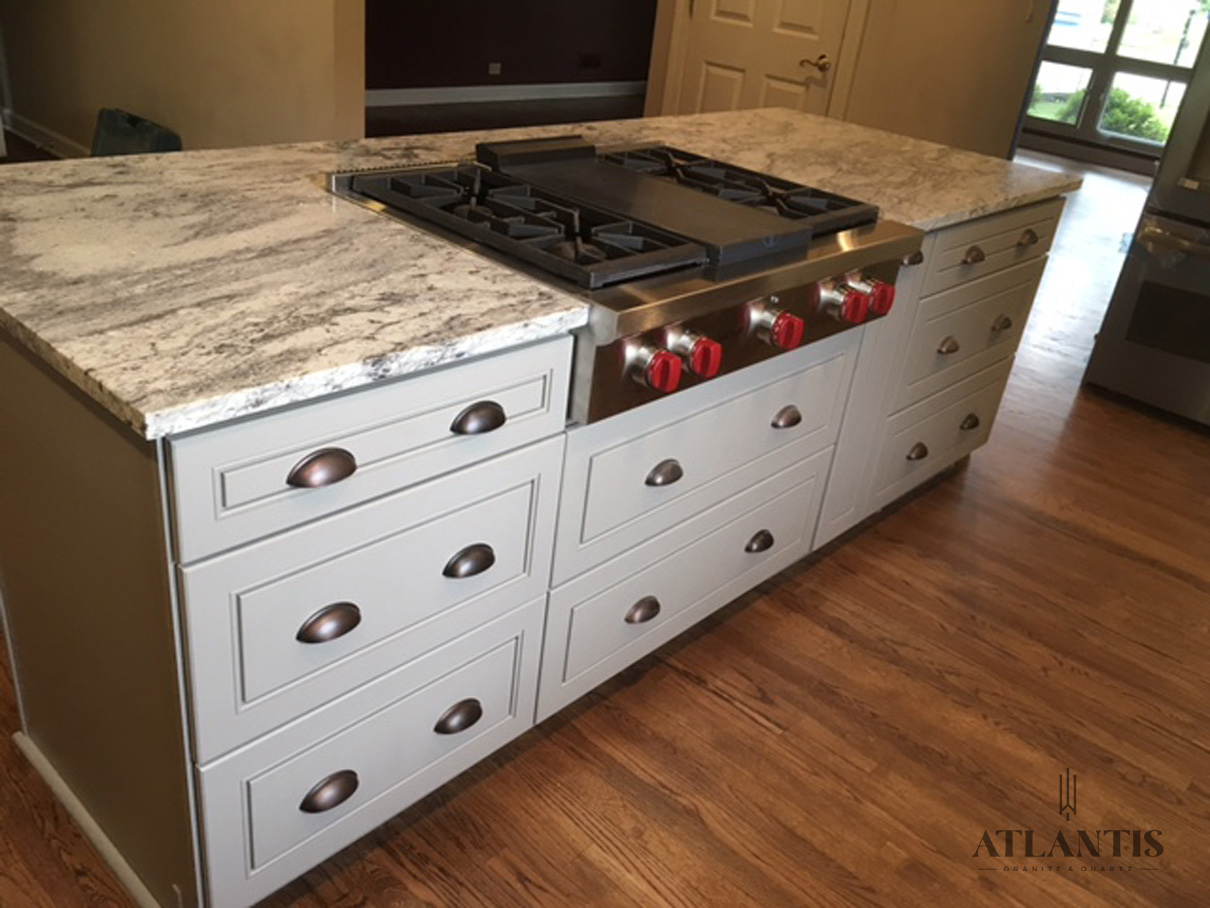 Daltile Thunder White Granite Countertop in Mt Prospect, IL kitchen remodel
