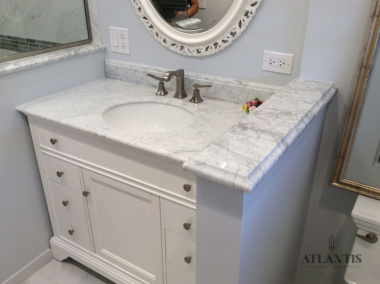 Fairmont Polar White Marble Countertop by Atlantis Granite & Quartz
